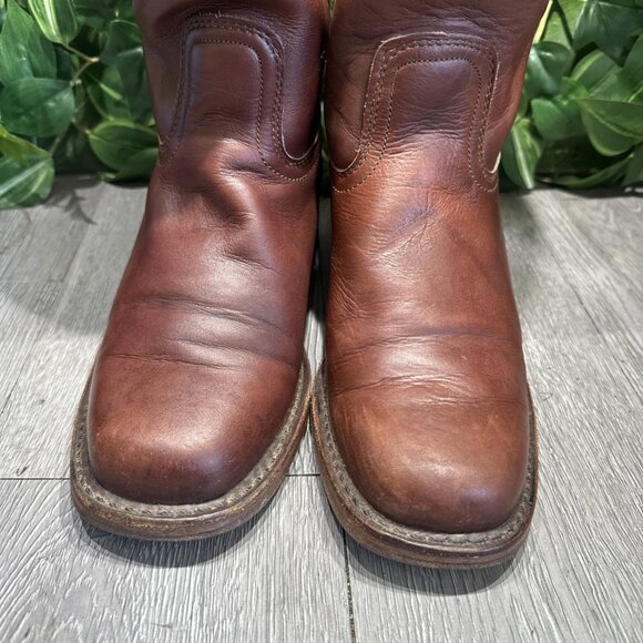 Vintage Frye Campus Women’s Red Rare Square Western Made In USA Boots 9 Fit Wide - Picture 3 of 10
